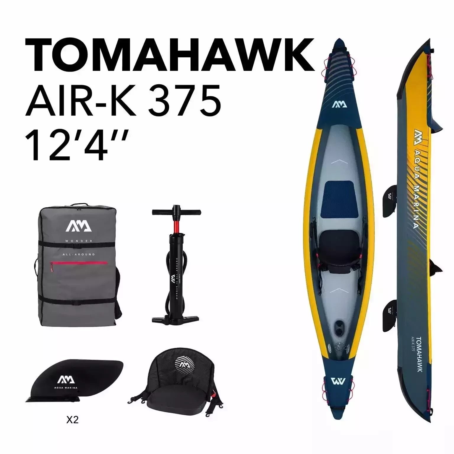 Надувной каяк Aqua Marina 12'4 Tomahawk AIR-K 375 2024